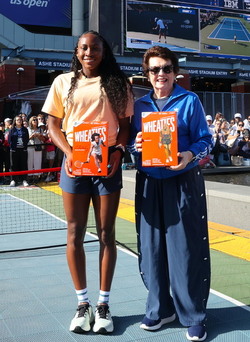 Tennis Legend Billie Jean King And Coco Gauff Play Friendly Match At US Open 2024 in NYC