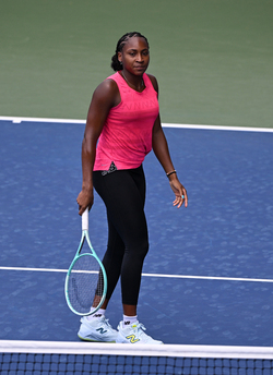 Coco Gauff is seen on the practice court at the USTA