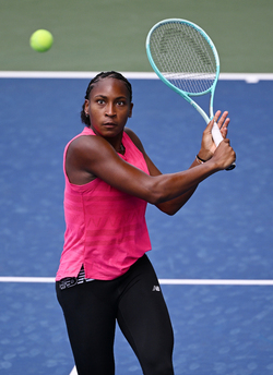 Coco Gauff is seen on the practice court at the USTA