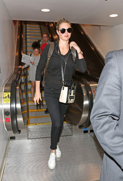 Kate Upton Goes Casual In All Black At LAX