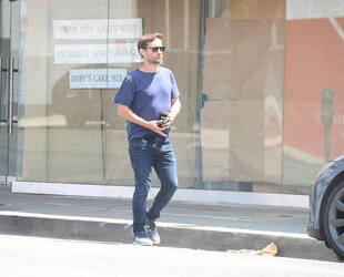 Tobey Maguire was spotted while out and about with a friend in West Hollywood