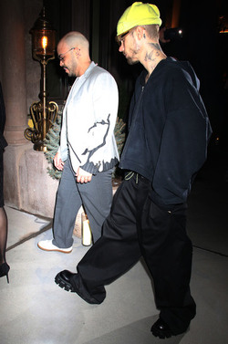 Justin Bieber and wife Hailey Bieber arriving at The Twenty Two