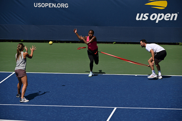Coco Gauff is seen on the practice court at the USTA