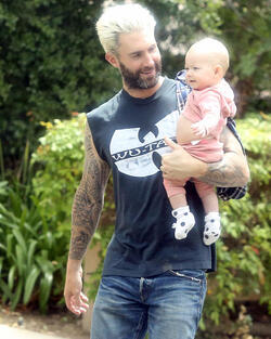 Behati Prinsloo and Adam Levine with Daughter Dusty Rose