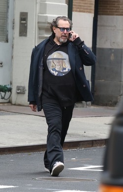 Julian Schnabel Walking by himself in Soho