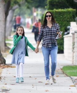 Jennifer Garner super cute in plaid during morning outing with the girls