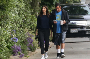 Adam Sandler walking his cute puppy Adam Sandler walking his cute puppy