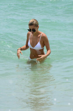 Hailey Baldwin seen out and about at the beach wearing a bikini on June 11 2017 in Miami Florida.