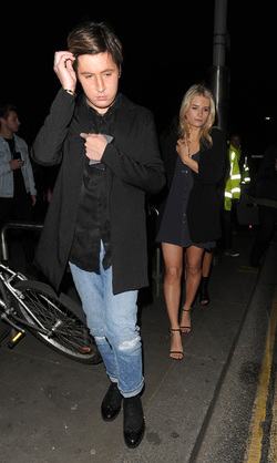 Lottie Moss and Emily Blackwell leaving Bodo Schloss restaurant in Kensington having had a meal and drinks with friends.