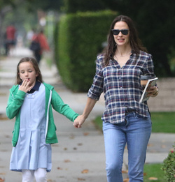 Jennifer Garner super cute in plaid during morning outing with the girls