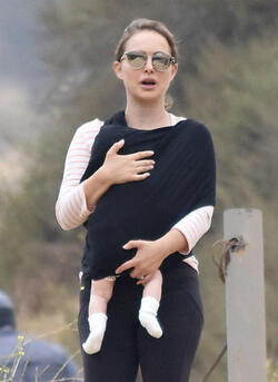 Natalie Portman hiking with infant daughter Amalia