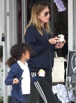 Ellen Pompeo and daughter Stella get out for some frozen yogurt in Beverly Hills.