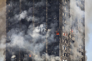 Fire at the Grenfell Tower block on the Lancaster West Estate in North Kensington West London.