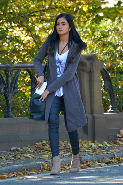 Paulina Gaitan seen filming Diablo guardian in Central Park on NOVEMBER 14 2016 in New York City New York