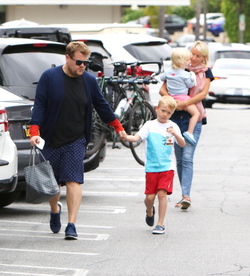 James Corden And Family Hanging Out In Brentwood
