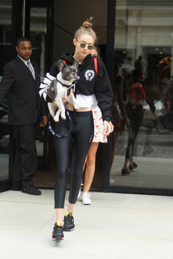 Gigi Hadid shows off her adorable French Bulldog and heads to the park