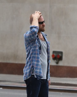 Ben Foster Walking Alone in Lower Manhattan