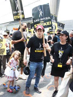 Jesse Eisenberg seen at the SAG AFTRA strike in front of HBO Offices Jesse Eisenberg seen at the SAG AFTRA strike in front of HBO Offices