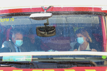 Marlene Schiappa during a visit of the Fire and Security Department in Ajaccio