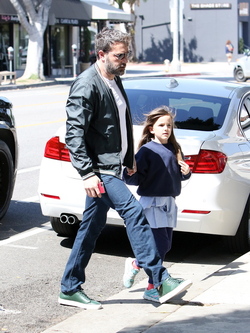 Ben Affleck picked up daughter Seraphina from school and the pair stopped for an ice cream cone in Brentwood.