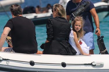 Natasha Poly is seen at the Club 55 Beach in Saint Tropez