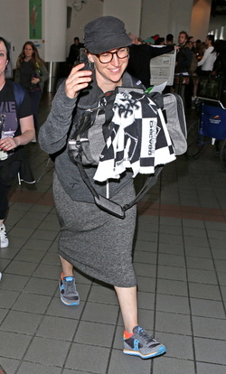 Mayim Bialik Has A Pet In Tow At LAX