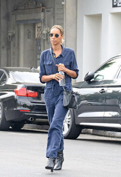 Slender Leona Lewis proves her stylish flair in utility inspired jumpsuit as she treats herself to a pampering session at the hair salon in LA