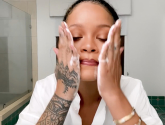 Rihanna goes make up free as she reveals skincare routine