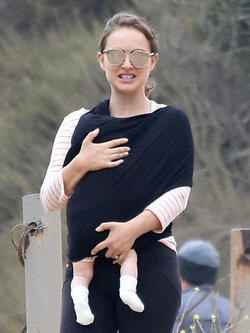 Natalie Portman hiking with infant daughter Amalia