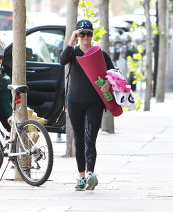 Reese Witherspoon attends her morning yoga session before taking a jog with a girlfriend in Brentwood.