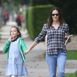 Jennifer Garner super cute in plaid during morning outing with the girls