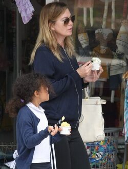 Ellen Pompeo and daughter Stella get out for some frozen yogurt in Beverly Hills.