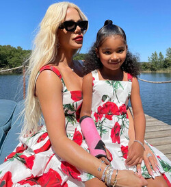 Khloé Kardashian and Daughter True Twin in Matching Dolce Gabbana Dresses on Italian Vacation