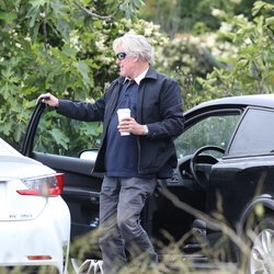 Gary Busey buttons up for the preppy look in Malibu