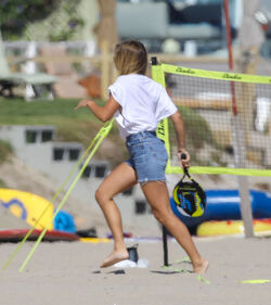 Sofia Richie plays volleyball on the beach