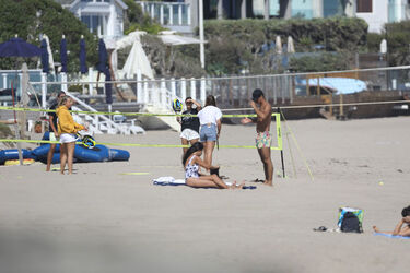 Sofia Richie plays volleyball on the beach