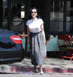 Dita Von Teese in her trademark vintage style seen out in Los Angeles Dita Von Teese in her trademark vintage style seen out in Los Angeles