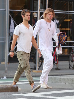 Jordan Barrett and Friend Shopping in Soho