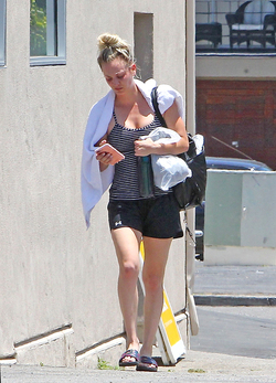 Hot and sweaty Kaley Cuoco is red faced as she leaves LA gym after Sunday workout session