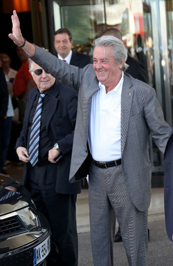 Alain Delon leaves his hotel in Cannes