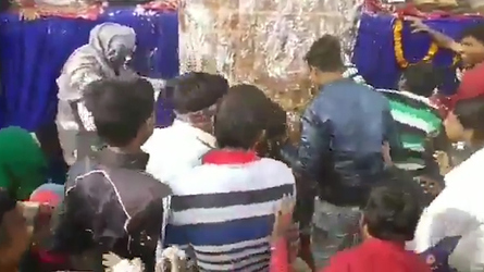 Moment Poor Devour Huge Cake For Indian Politician