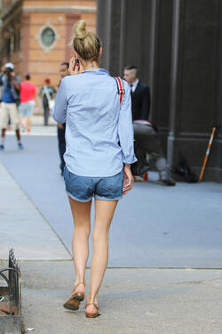 Nicky Hilton Rothschild in Denim Shorts Chats on the Phone Nicky Hilton Rothschild in Denim Shorts Chats on the Phone