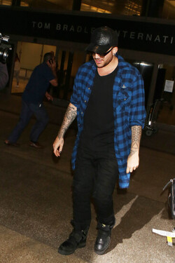 Adam Lambert Casual At LAX Before Summer Tour