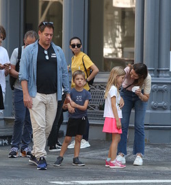 Michael Weatherly and wife window shopping for houses with their kids Michael Weatherly and wife window shopping for houses with their kids