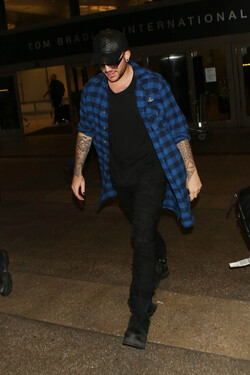 Adam Lambert Casual At LAX Before Summer Tour