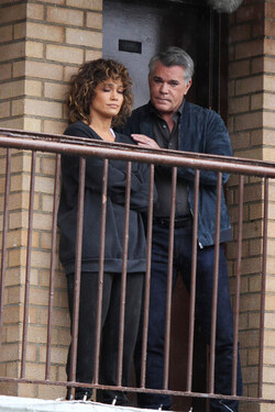 Jennifer Lopez and Ray Liotta Film Shades Of Blue in the Rain Jennifer Lopez and Ray Liotta Film Shades Of Blue in the Rain