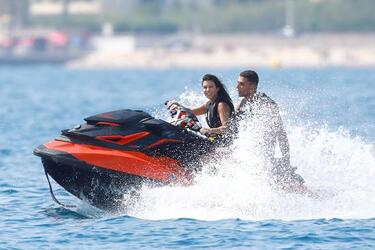 Kourtney Kardashian and boyfriend Younes Bendjima on their boat in the Bay of Cannes