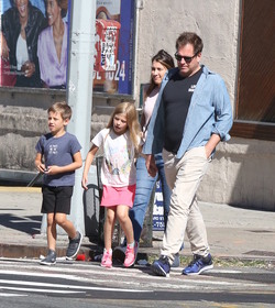 Michael Weatherly and wife window shopping for houses with their kids Michael Weatherly and wife window shopping for houses with their kids