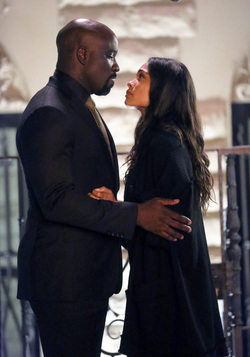 Mike Colter and Rosario Dawson are seen reprising their characters filming season two of LUKE CAGE 