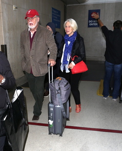 Helen Mirren and Taylor Hackford return from New Orleans where Helen gave a speech for the graduating students 